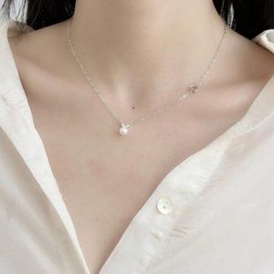 NEW 925 Sterling Silver Pearl Heart Necklace